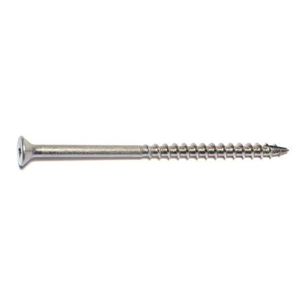 Deck Screw, #10 x 3-1/2 in, 18-8 Stainless Steel, Flat Head, Square Drive, 100 PK